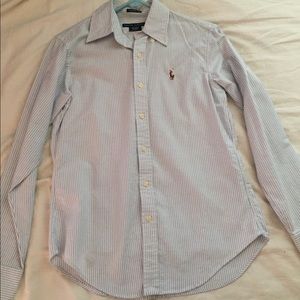 Ralph Lauren women’s dress shirt blue and white s4